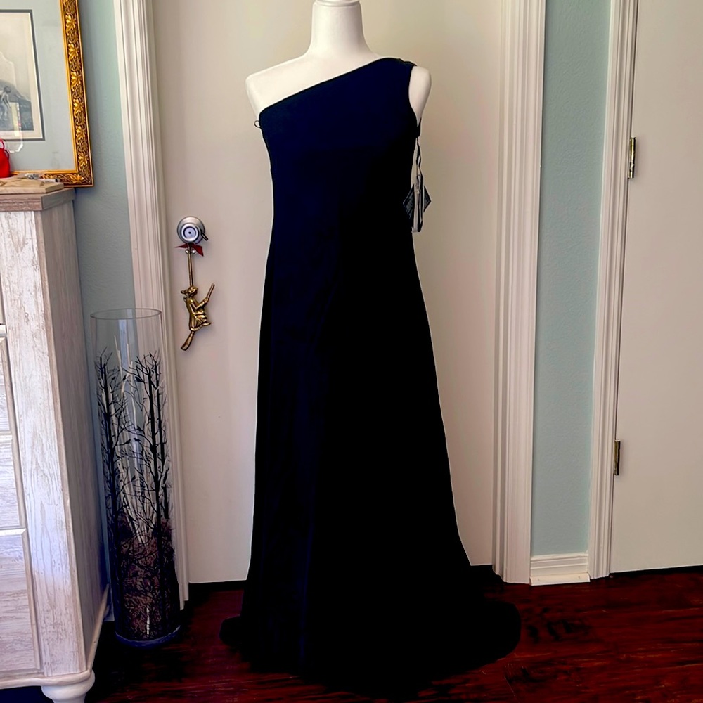 NWT Lauren Ralph Lauren Vanity Fair Highlights Black Silk Full Length Gown